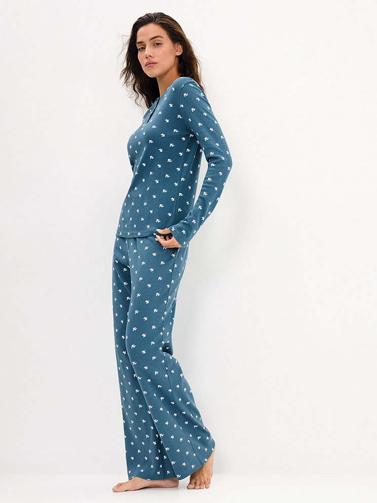     OmD 0244D POINTELLE PRINT AW26 Пижама жен. (Лонгслив+Брюки), СО, OMSA