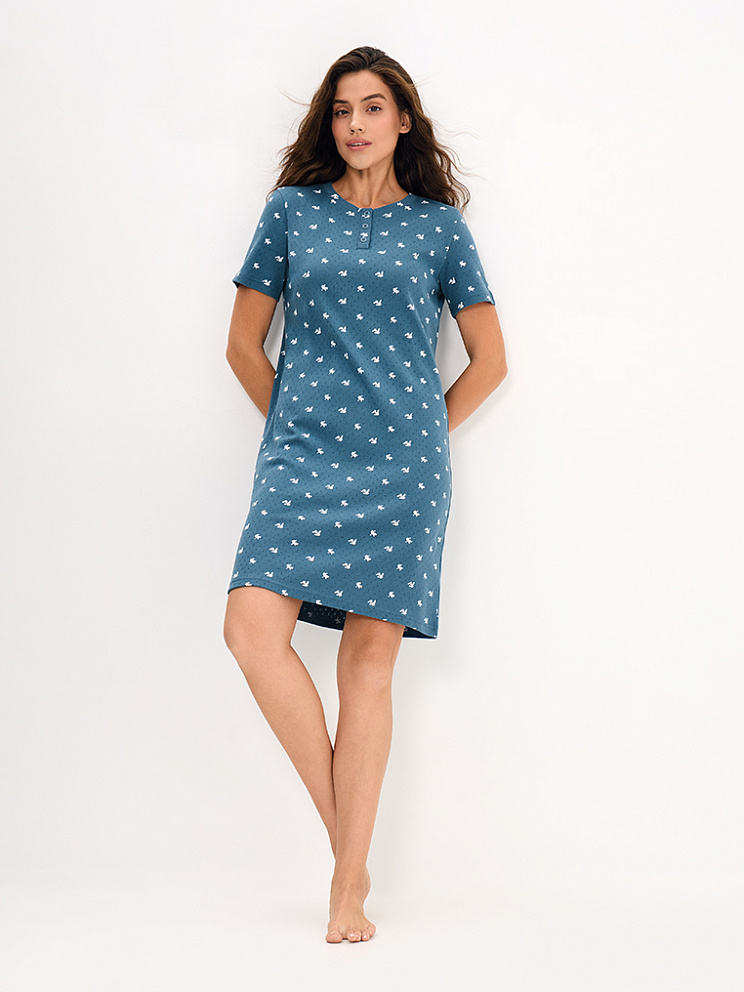     OmD 0114D POINTELLE PRINT AW26 Сорочка ночная жен. (кор.рукав), СО, OMSA
